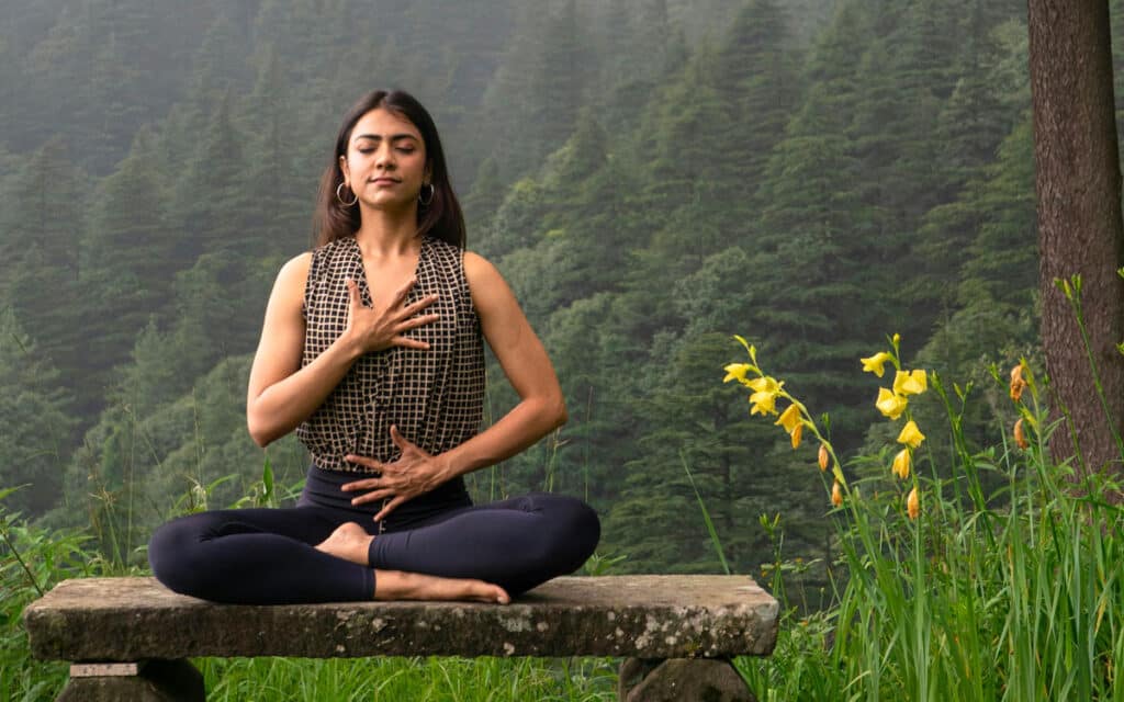 Deep belly breathing (diaphragmatic breathing) technique to calm the mind and reduce anxiety